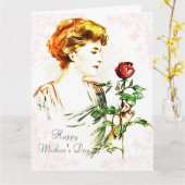 Frau mit Rose-Grußkarte Karte (Gelbe Blume)