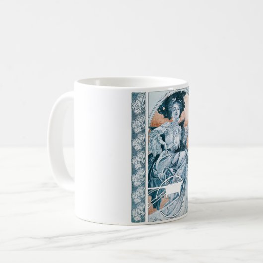 Frau mit Rose, Mucha Kaffeetasse (Vorderseite Links)