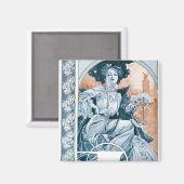 Frau mit Rose, Mucha Magnet (Vorderseite/Rückseite)
