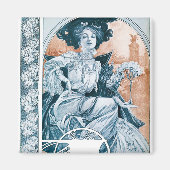 Frau mit Rose, Mucha Magnet (Vorne)