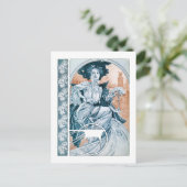 Frau mit Rose, Mucha Postkarte (Stehend Vorderseite)