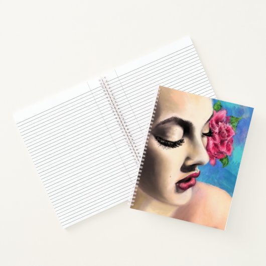 Frau mit Rose-Notebook Notizblock (Innenseite)