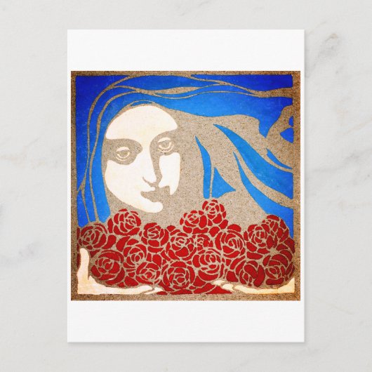 Frau mit Rose Postkarte (Vorderseite)