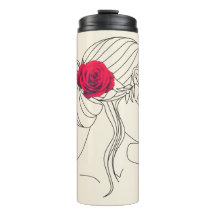 Frau mit Rote Rose auf dem Haar