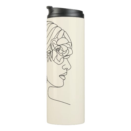 Frau mit Rote Rose auf dem Haar Thermosbecher (Nach rechts gedreht)