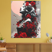 Frau mit Rote Rosen Leinwanddruck (Insitu (Wohnzimmer))