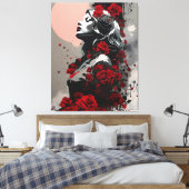 Frau mit Rote Rosen Leinwanddruck (Insitu (Schlafzimmer))