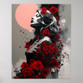 Frau mit Rote Rosen Poster (Vorne)