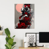 Frau mit Rote Rosen Poster (Heimbüro)