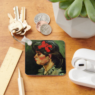 Frau mit rotem Band Portrait von Vincent van Gogh Schlüsselanhänger