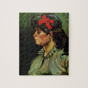 Frau mit rotem Band Porträt von Vincent van Gogh Puzzle