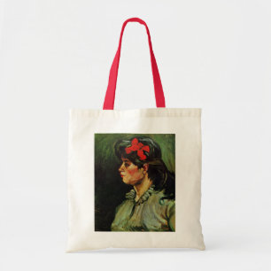 Frau mit rotem Band Porträt von Vincent van Gogh Tragetasche