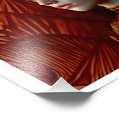 Frau mit rotem Haar durch ein Gemälde roter Pferde Fotodruck (Ecke)