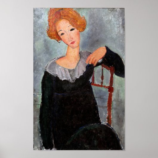 Frau mit Rotem Haar, Modigliani Poster (Vorne)
