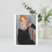Frau mit Rotem Haar, Modigliani Postkarte (Stehend Vorderseite)