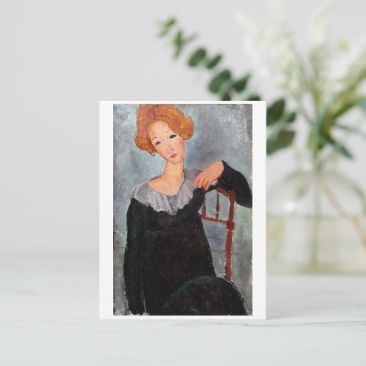 Frau mit Rotem Haar, Modigliani Postkarte (Stehend Vorderseite)