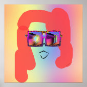 Frau mit rotem Haar + Sonnenbrille Poster (Vorne)
