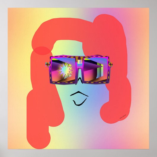 Frau mit rotem Haar + Sonnenbrille Poster (Vorne)