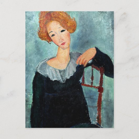 Frau mit Rotem Haar von Amedeo Modigliani Postkarte (Vorderseite)