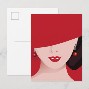 Frau mit rotem Hut Postkarte