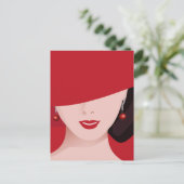 Frau mit rotem Hut Postkarte (Stehend Vorderseite)