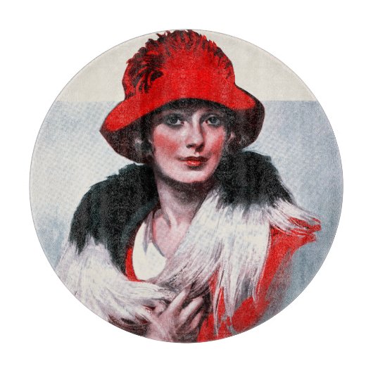 Frau mit rotem Hut Schneidebrett (Vorderseite)
