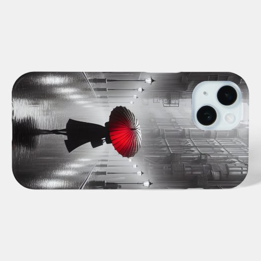 Frau mit rotem Regenschirm Case-Mate iPhone Hülle (Rückseite (Horizontal))