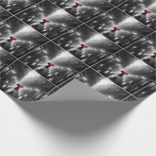 Frau mit rotem Regenschirm Geschenkpapier (Ecke)