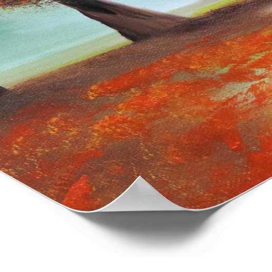 Frau mit rotem Schirm Herbstlandschaft Kunst Poster (Ecke)