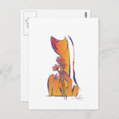 Frau mit roten Blume Postkarte (Vorne/Hinten)