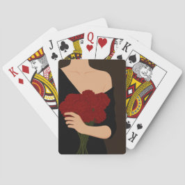 Frau mit roten Blume Spielkarten