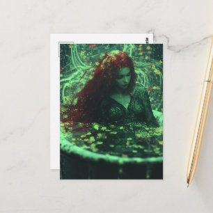 Frau mit roten Haaren in einer Badewanne Fantasy Postkarte