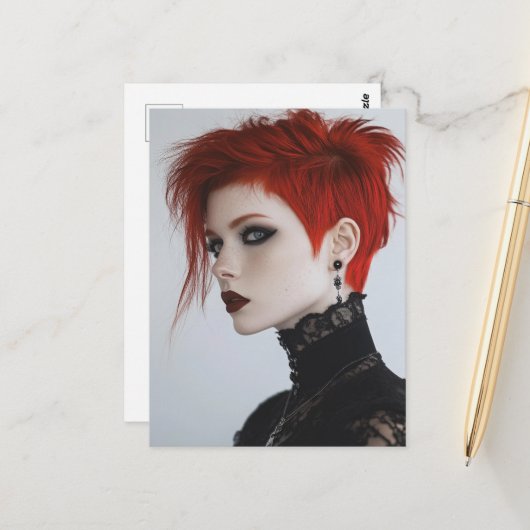 Frau mit roten Haaren Postkarte (Vorderseite/Rückseite Beispiel)