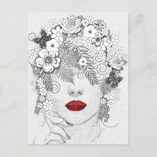 Frau mit roten Lippen Postkarte (Vorderseite)