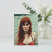Frau mit Rothaarswimmen Postkarte (Stehend Vorderseite)