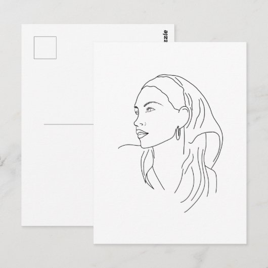 Frau mit Scarf Postkarte (Vorne/Hinten)