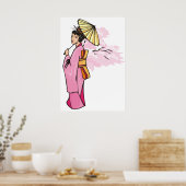 Frau mit Schirm Poster (Küche)