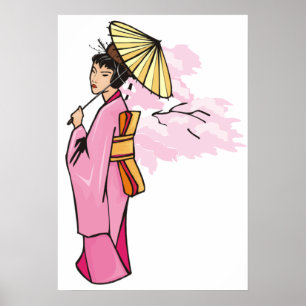 Frau mit Schirm Poster