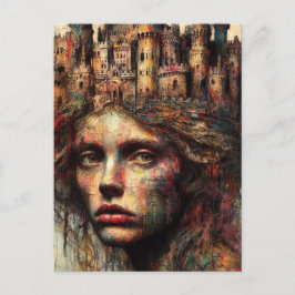 Frau mit Schloss auf ihrem Kopf Postkarte