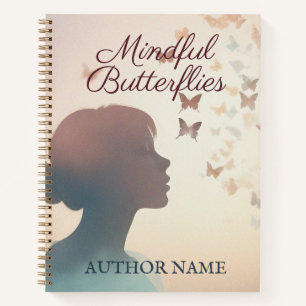 Frau mit Schmetterlingen Buchdecker Notebook Notizblock