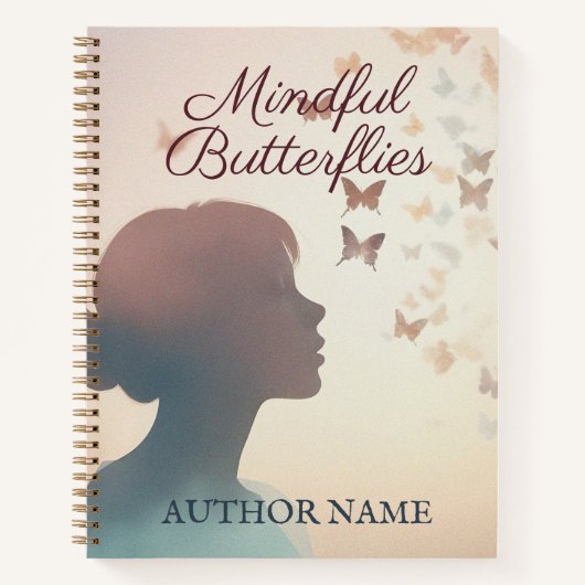 Frau mit Schmetterlingen Buchdecker Notebook Notizblock (Vorderseite)