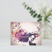 Frau mit Schmetterlingen Postkarte (Stehend Vorderseite)