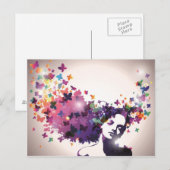 Frau mit Schmetterlingen Postkarte (Vorne/Hinten)