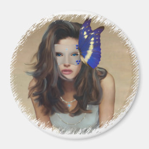 Frau mit Schmetterlings-Maske Magnet