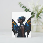 Frau mit Schmetterlingsflügeln Postkarte (Stehend Vorderseite)