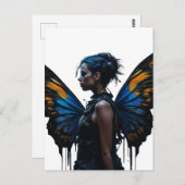 Frau mit Schmetterlingsflügeln Postkarte (Vorne/Hinten)