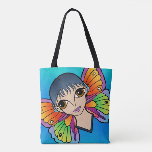 Frau mit Schmetterlingsflügeln Tasche (Rückseite)