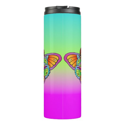 Frau mit Schmetterlingsflügeln Thermosbecher (Rückseite)