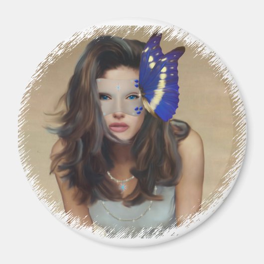 Frau mit Schmetterlingsmaske Magnet (Vorne)