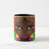 Frau mit Schmetterlingswings hell und farbenfroh Tasse (Zentrum)
